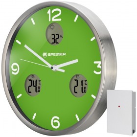 Часы настенные Bresser MyTime io NX Thermo/Hygro, 30 см, зеленые модель 76461 от Bresser